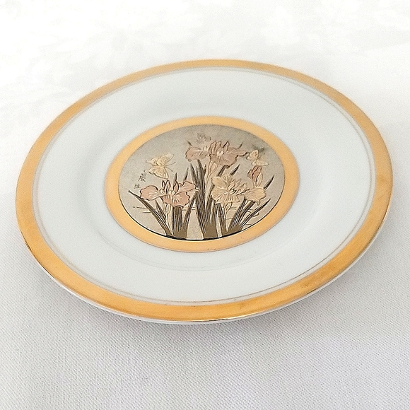 The Art of Chokin dish, 24K trim, 6 1/2"  Japan - Picture 4 of 12